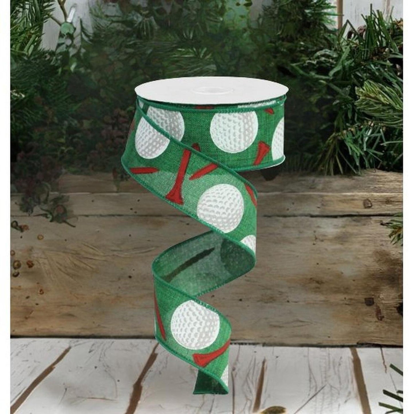 1.5" Royal Canvas Golf Balls & Tee Ribbon: Emerald Green (10 Yards)