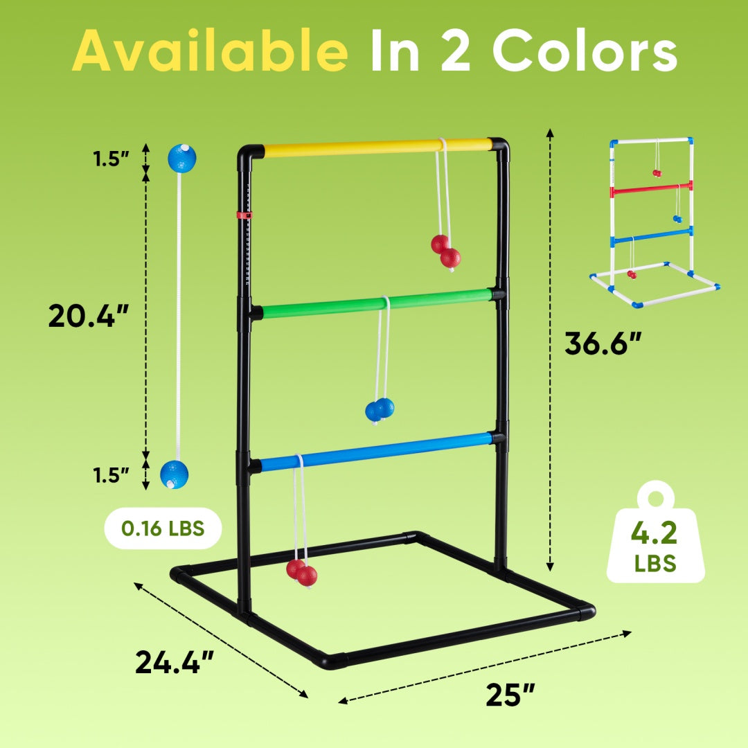 The Ladder Ball And Golf Throwing Ball Set Is Used For The Ladder Throwing Game And Includes 6 Balls, A Scoring Board And A Portable Bag.