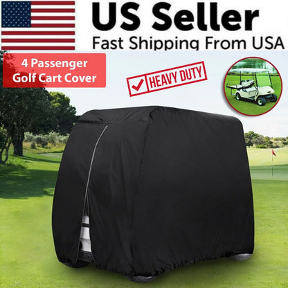 Waterproof Golf Cart Cover Zipper 4 Passenger EZ GO Club Car Elastic Hem