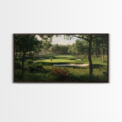 Green Golf Landscape Canvas Print Panoramic Rustic Decor Above Sofa Art Horizontal Artwork Gift Idea Living Room Wall Art