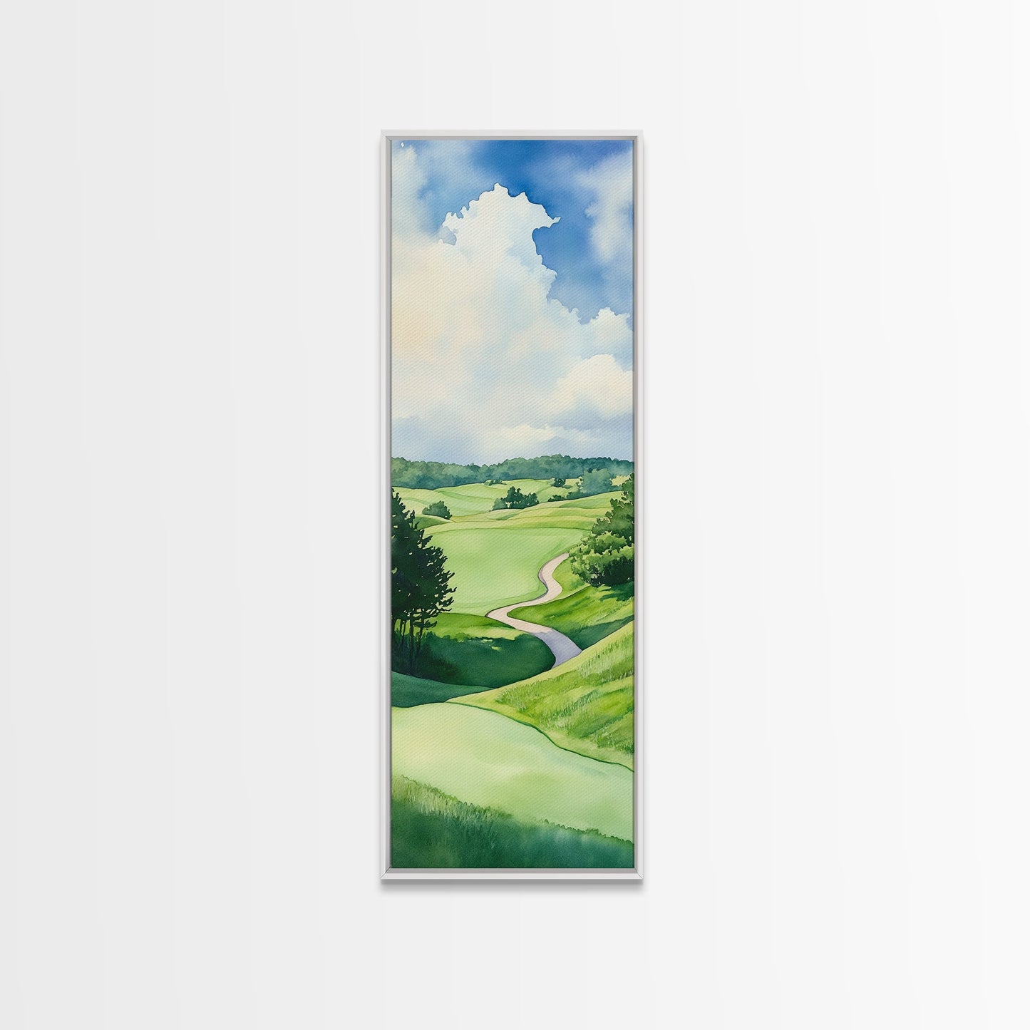 Scenic Golf Art Canvas Print Watercolor Farmhouse Art Above Sofa Wall Art Living Room Art Bedroom Art Vertical Wall Art Rustic Decor Gift