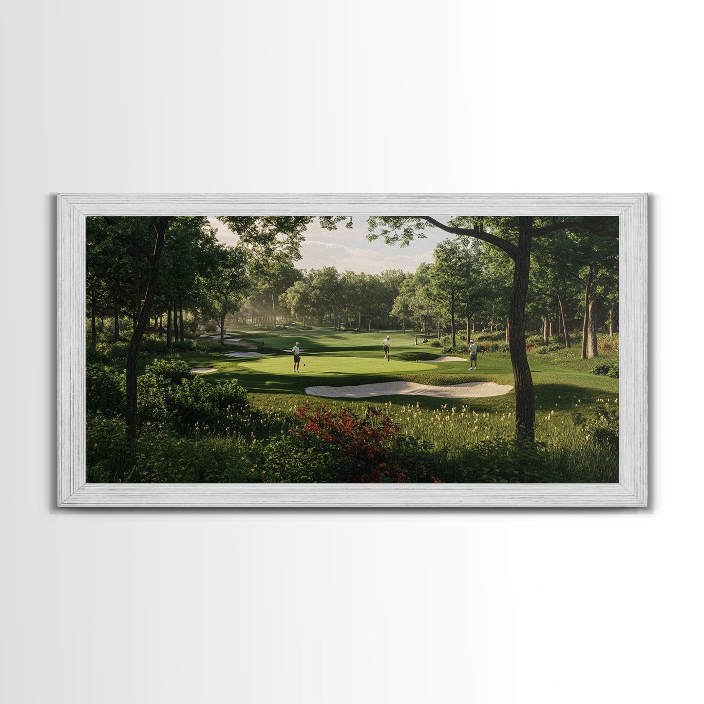 Green Golf Landscape Canvas Print Panoramic Rustic Decor Above Sofa Art Horizontal Artwork Gift Idea Living Room Wall Art