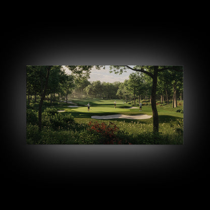 Green Golf Landscape Canvas Print Panoramic Rustic Decor Above Sofa Art Horizontal Artwork Gift Idea Living Room Wall Art