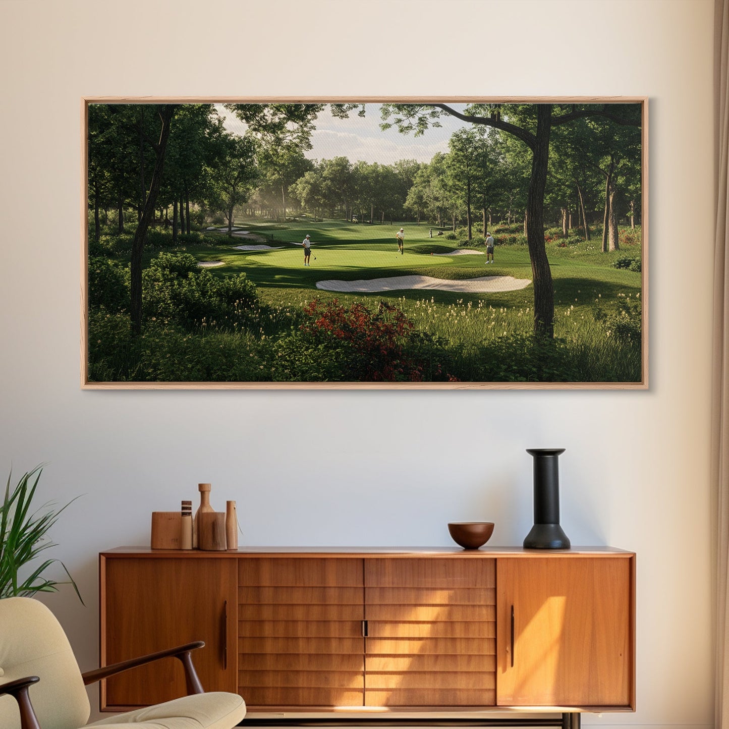 Green Golf Landscape Canvas Print Panoramic Rustic Decor Above Sofa Art Horizontal Artwork Gift Idea Living Room Wall Art