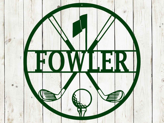 Personalized Golf Monogram Metal Sign | Custom Sports Decor